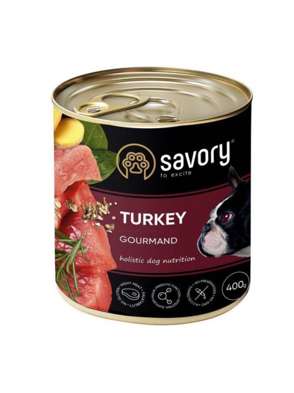 Savory Dog Gourmand Turkey 400 г вологий корм для собак з індичкою