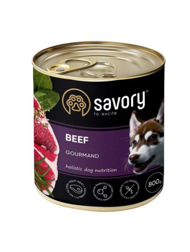 Savory Dog Gourmand Beef для собак с говядиной 800 г