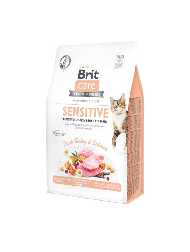 Brit Care Cat GF Sensitive Digestion Delicate Taste для котів з індичкою та лососем 2 кг