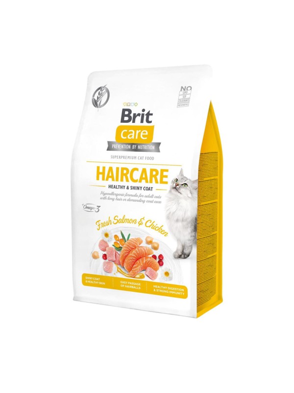 Brit Care GF Haircare Shiny Coat для котів з куркою та лососем 2 кг