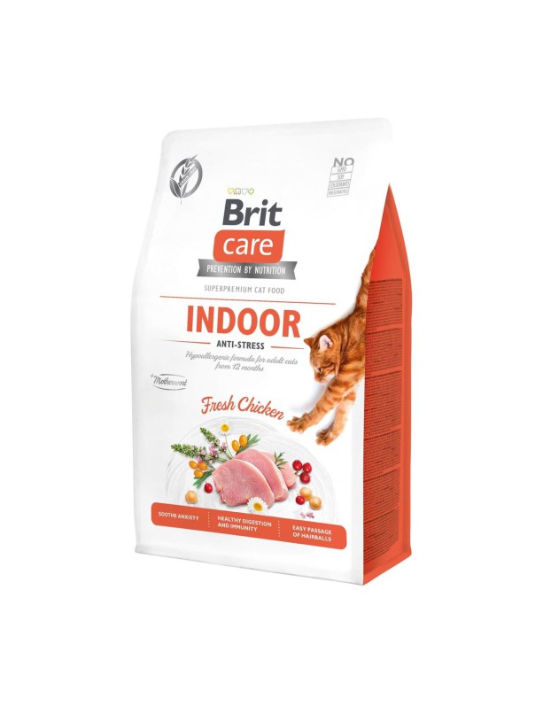 Brit Care Cat GF Indoor Anti-Stress для кошек живущих в помещении с курицей 2 кг