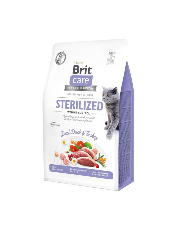 Brit Care GF Sterilised Weight Control для стерилізованих котів з качкою 2 кг