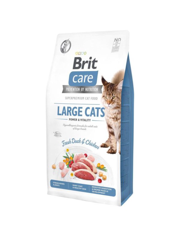 Brit Care Grain-free Large Cats Power Vitality 7 кг сухой корм для кошек крупных пород с уткой