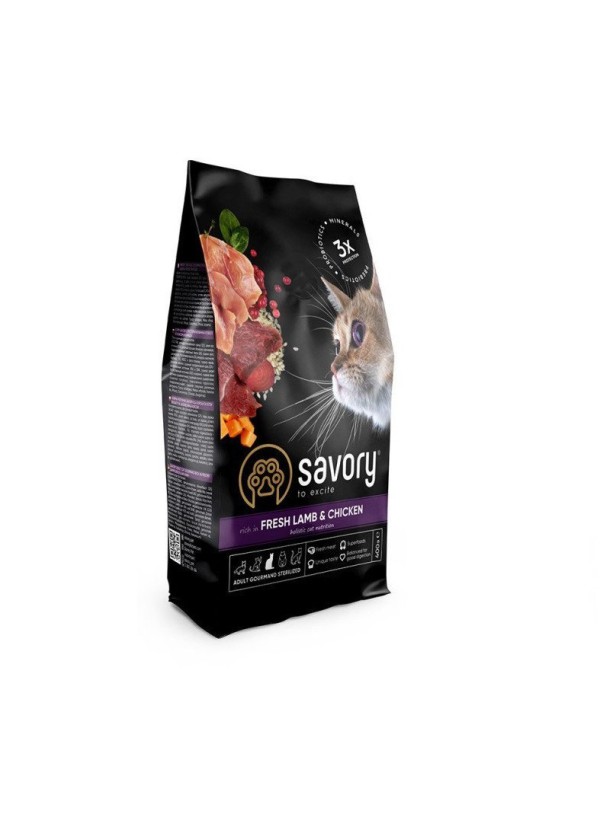 Savory Sterilised Lamb Chicken для стерилізованих котів з ягням 8 кг