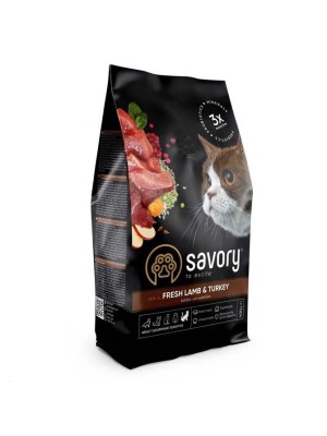 Savory Sensitive Digestion Fresh Lamb & Turkey 2 кг сухой корм для кошек с чувствительным пищеварением с ягненком