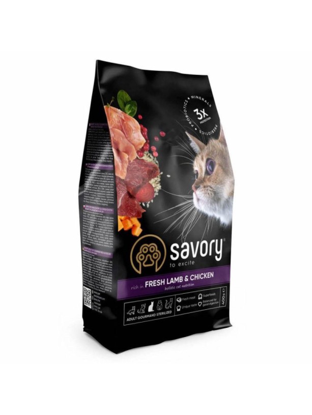 Savory Sterilised Lamb Chicken 2 кг сухой корм для стерилизованных кошек с ягненком