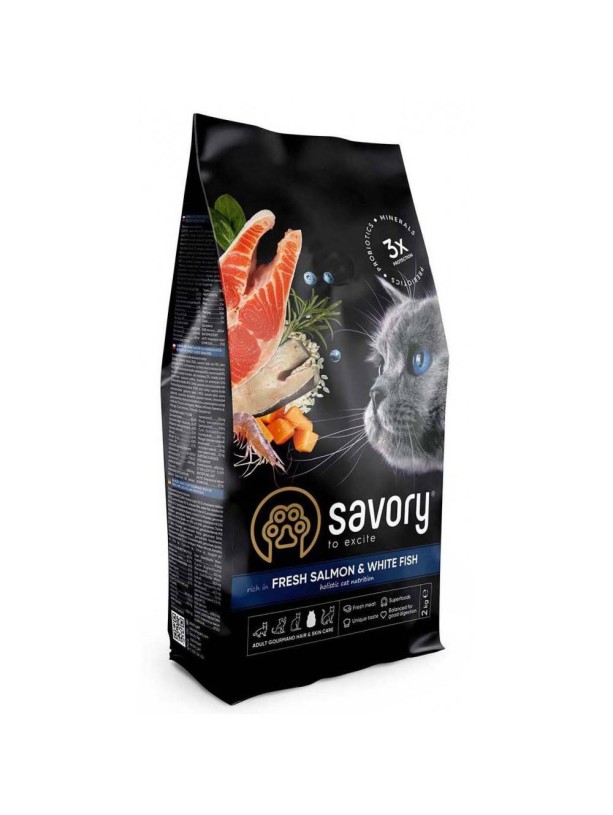Savory Adult Cat Salmon & White Fish для кошек с лососем 400 г
