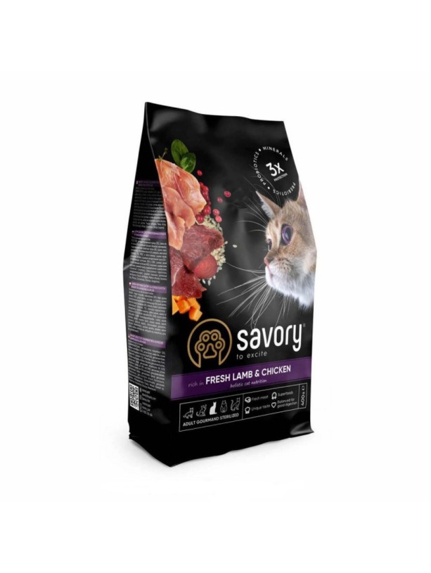 Savory Sterilised Lamb Chicken для стерилизованных кошек с ягненком 400 г