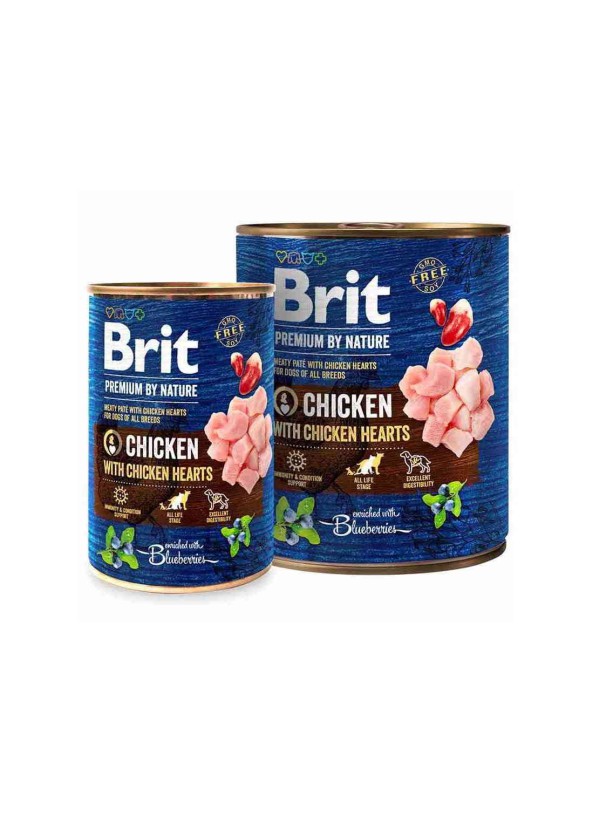 Brit Premium by Nature Chicken с куриными сердечками для собак 800 г