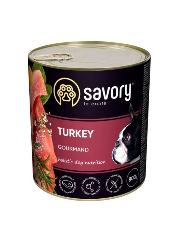 Savory Dog Gourmand Turkey для собак с индейкой 800 г