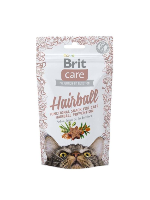 Ласощі Brit Care Hairball для виведення шерсті зі шлунка котів 50 г