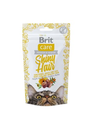 Лакомство Brit Care Shiny Hair для поддержания красоты шерсти у кошек 50 г