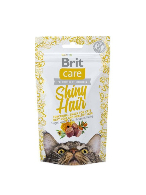 Ласощі Brit Care Shiny Hair для підтримки краси шерсті у котів 50 г