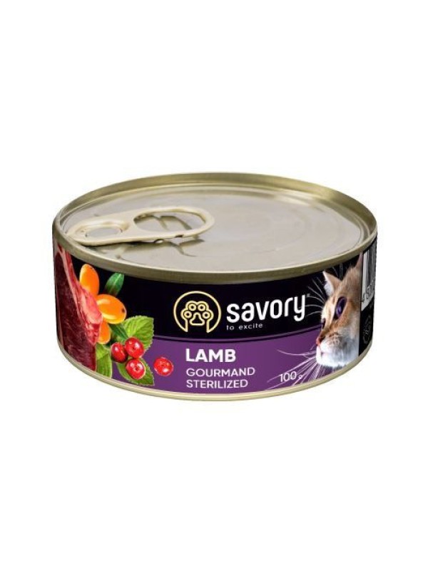 Savory Sterilised Lamb для стерилизованных кошек с ягненком 100 г