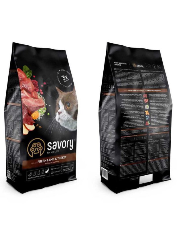 Savory Sensitive Digestion Fresh Lamb & Turkey для котів з ягням 400 г
