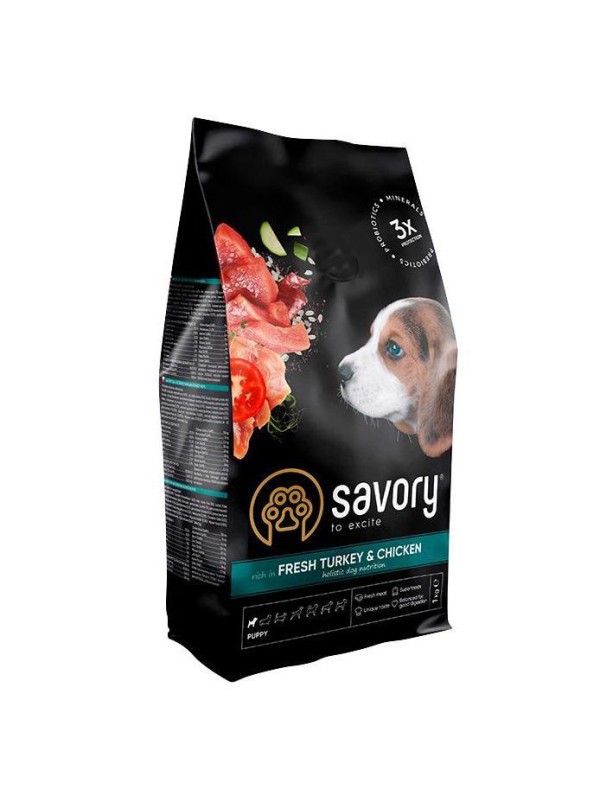 Savory Puppy Turkey Chicken для цуценят з індичкою та куркою 1 кг