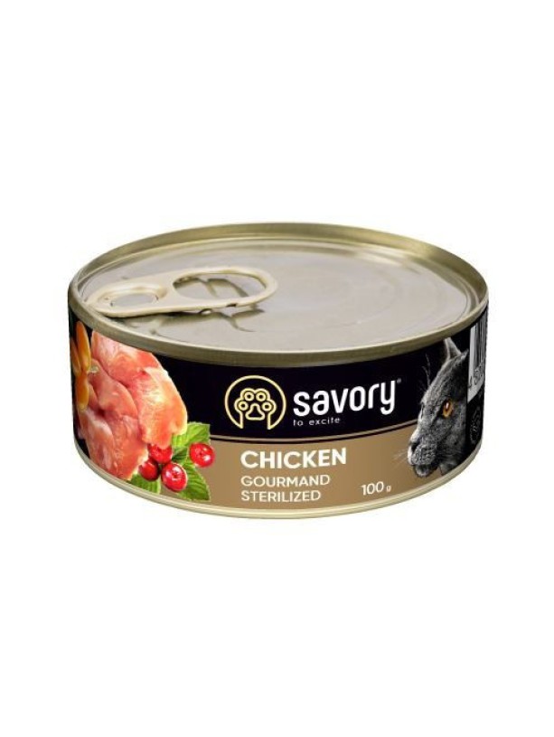 Savory Sterilised Chicken для стерилизованных кошек с курицей 100 г