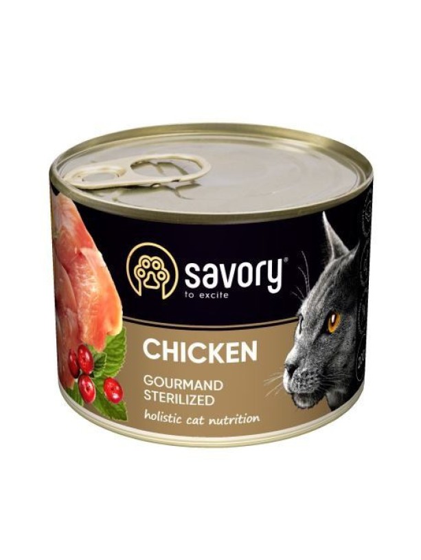 Savory Sterilised Chicken для стерилизованных кошек с курицей 200 г