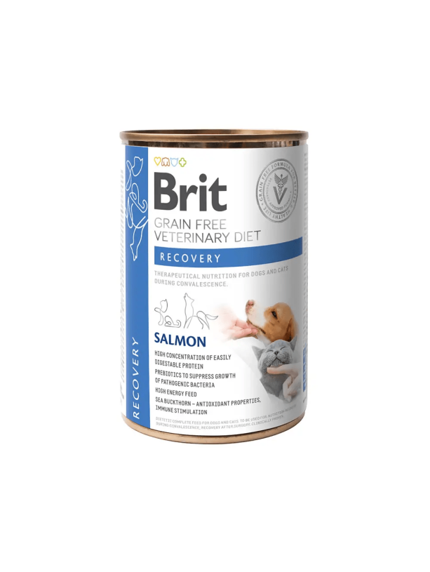 Brit Veterinary Diet Recovery Cans для собак і котів з лососем 400 г