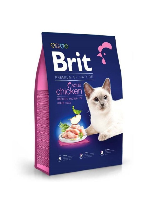 Brit Premium Adult Chicken 8 кг сухий корм для котів з куркою