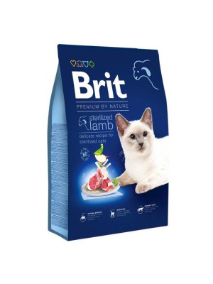 Brit Premium Sterilised Lamb 8 кг сухой корм для стерилизованных кошек с ягненком