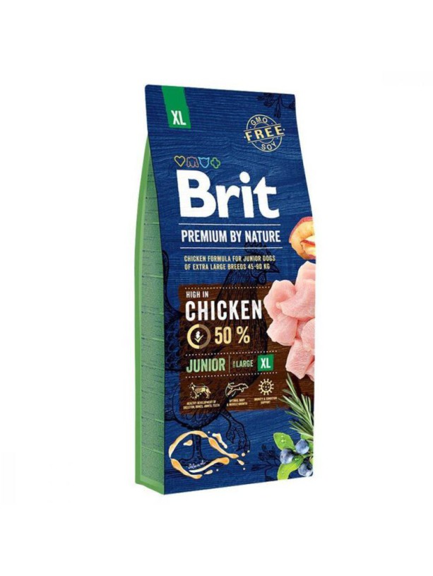 Brit Premium Dog Junior XL 15 кг сухой корм для щенков крупных и гигантских пород c курицей