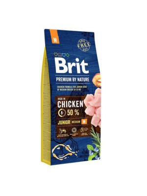 Brit Premium Dog Junior Medium M 15 кг сухой корм для щенков средних пород с курицей