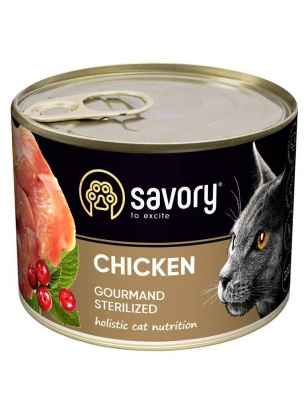 Savory Sterilised Chicken для стерилизованных кошек с курицей 400 г