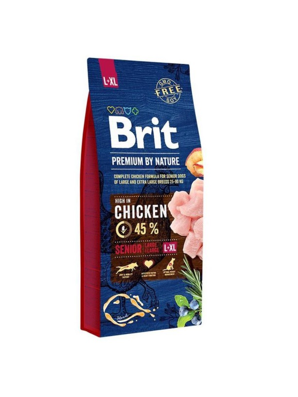 Brit Premium Senior L+XL 15 кг сухой корм для собак крупных и гигантских пород с курицей