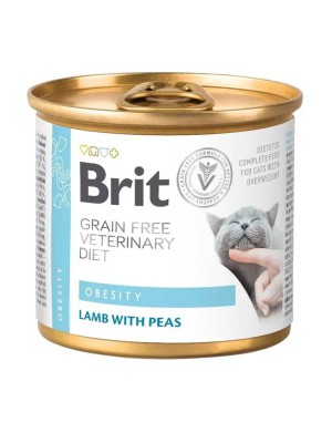 Brit Veterinary Diet Obesity Cat Cans для кошек с ягненком и горохом 200 г