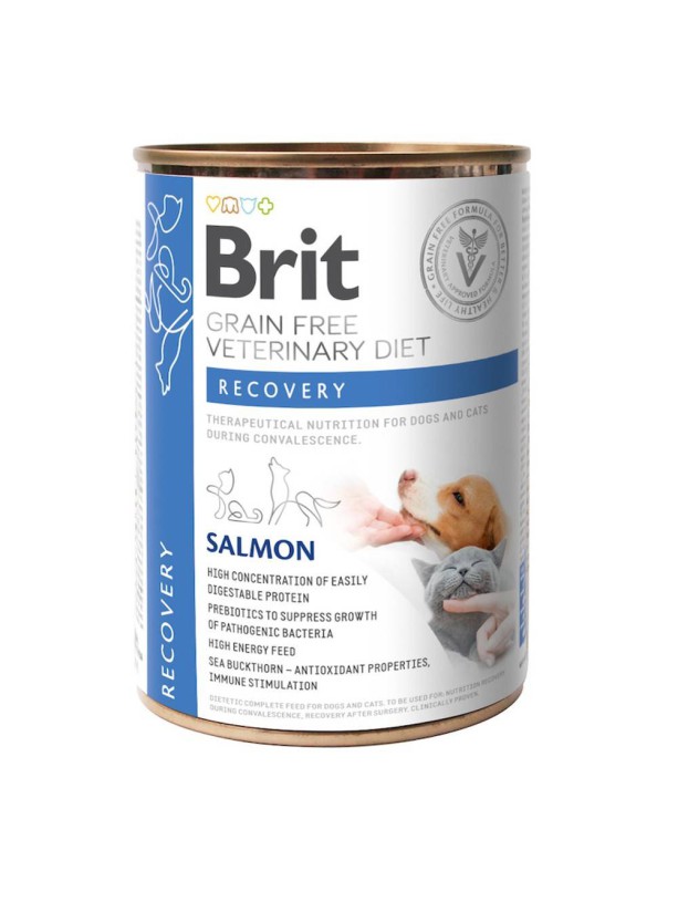 Brit Veterinary Diet Recovery Cans для собак і котів з лососем 400 г