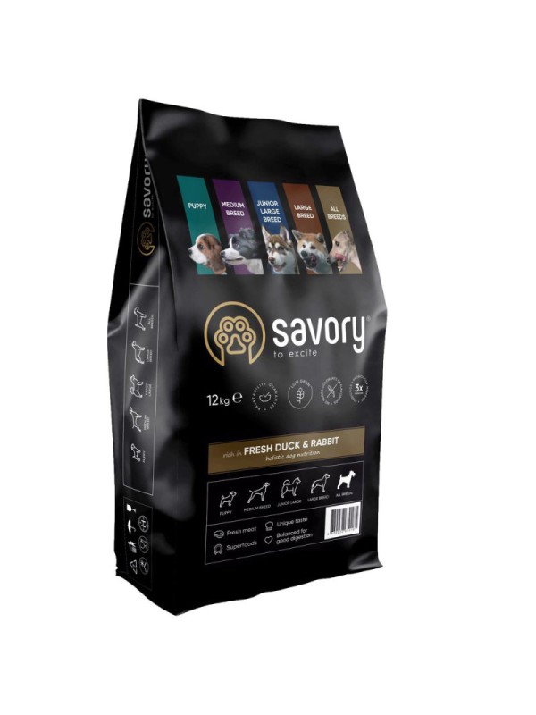 Savory All Breeds Duck Rabbit 12 кг сухий корм для собак з качкою та кроликом