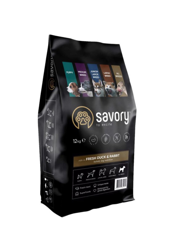 Savory All Breeds Duck Rabbit 12 кг сухий корм для собак з качкою та кроликом