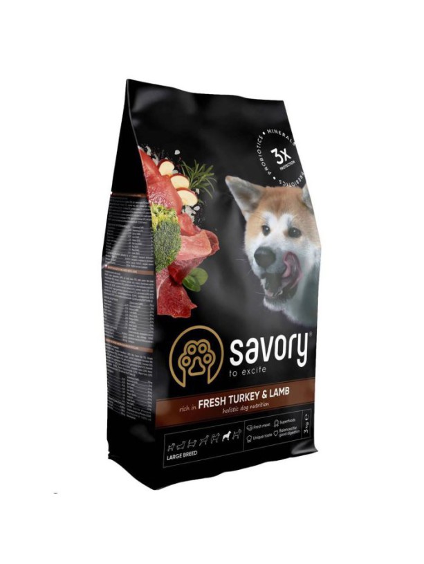 Savory Large Breed Turkey Lamb 3 кг сухий корм для великих собак з ягням