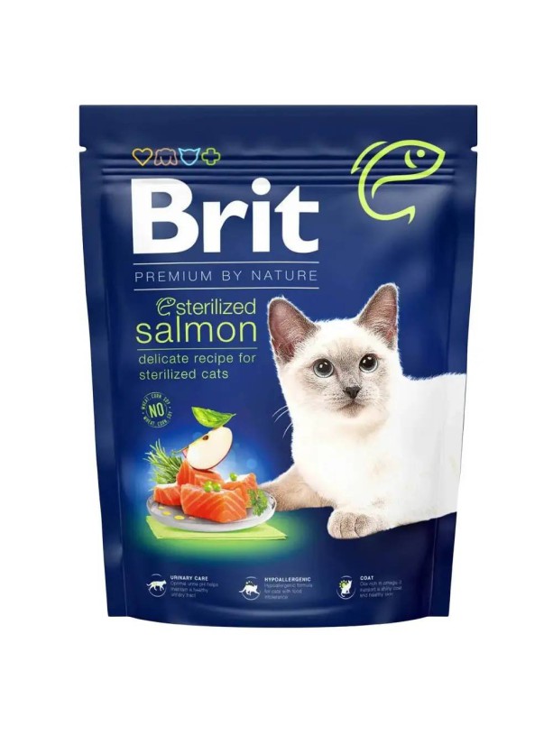 Brit Premium Sterilised Salmon для стерилизованных кошек с лососем 800 г