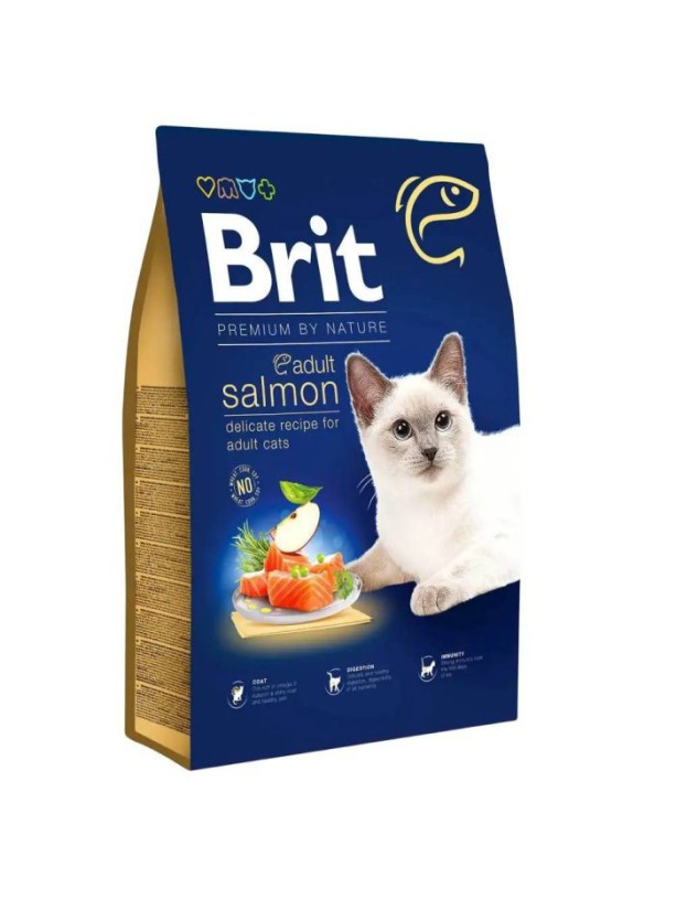 Brit Premium Adult Salmon 8 кг сухой корм для кошек с лососем