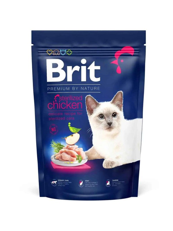 Brit Premium Sterilised Chicken для стерилизованных кошек с курицей 800 г