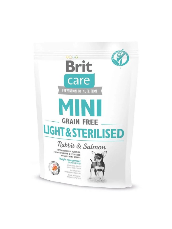 Brit Care Mini GF Light Sterilised для стерилізованих собак з лососем і кроликом 400 г