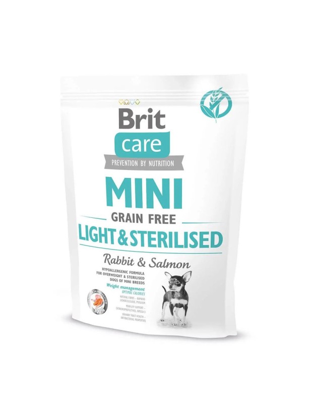 Brit Care Mini GF Light Sterilised для стерилизованных собак с лососем и кроликом 400 г