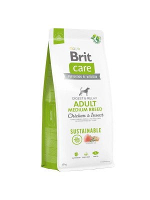 Brit Care Dog Sustainable Adult Medium Breed Chicken 12 кг сухой корм для собак средних пород с курицей и насекомыми
