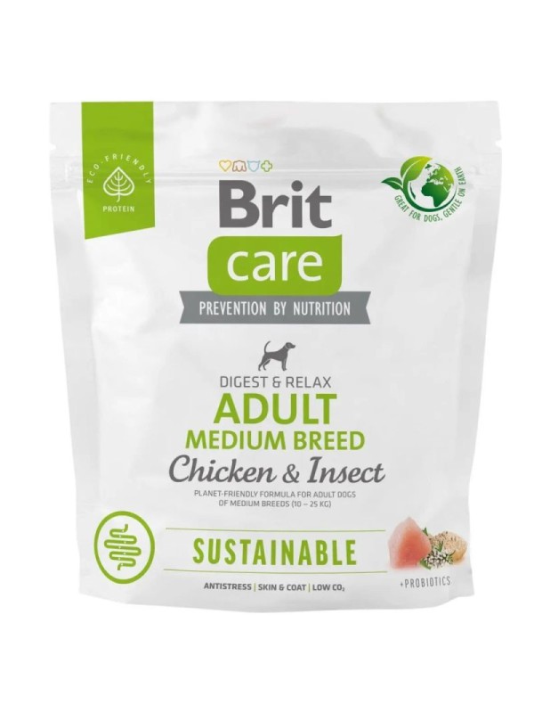 Brit Care Dog Sustainable Adult Medium Breed Chicken з куркою та комахами 1 кг