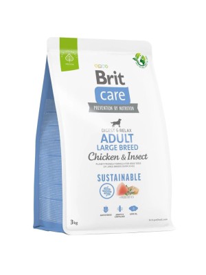 Brit Care Dog Sustainable Adult Large для собак крупных пород с курицей и насекомыми 3 кг