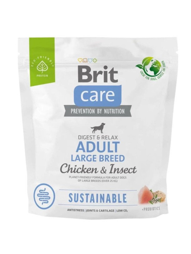 Brit Care Dog Sustainable Adult Large для собак крупных пород с курицей и насекомыми 1 кг