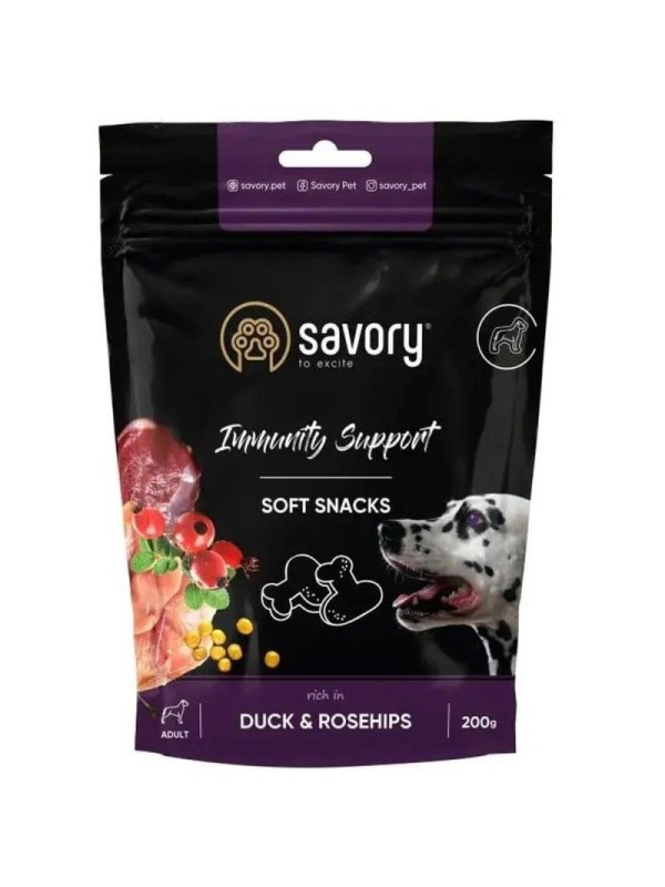 Ласощі Savory Dog Immunity Support Soft Snack з качкою та шипшиною для собак 200 г (31331)