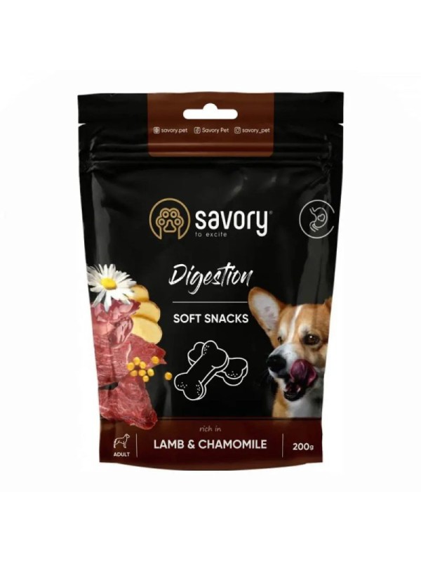 Ласощі Savory Dog Digestion Soft Snack з ягням і ромашкою для собак 200 г (31348)