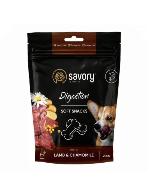 Лакомства Savory Dog Digestion Soft Snack с ягненком и ромашкой для собак 200 г (31348)