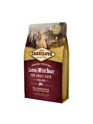Carnilove Lamb Wild Boar Sterilised для стерилизованных кошек с ягненком и диким кабаном 2 кг