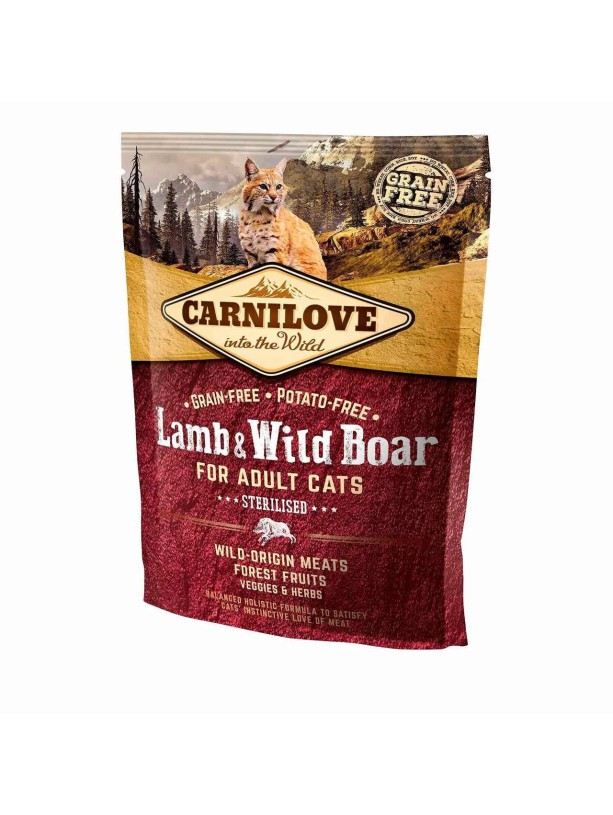 Carnilove Lamb Wild Boar Sterilised для стерилизованных кошек с ягненком и кабаном 400 г