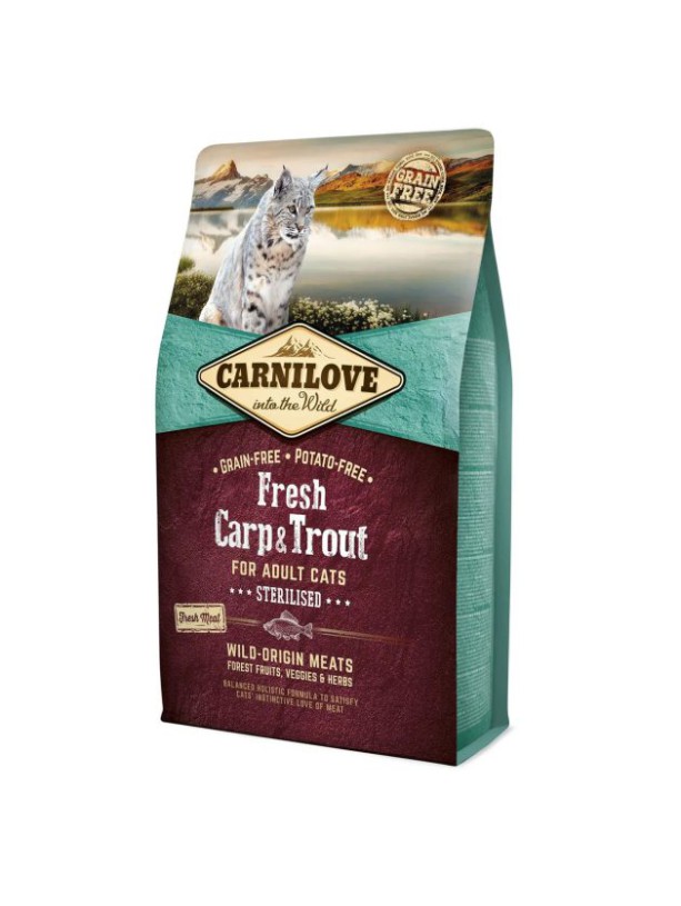 Carnilove Carp Trout Sterilised 2 кг сухой корм для стерилизованных кошек с карпом и форелью