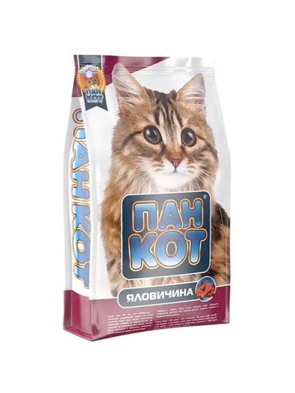 Пан Кіт з яловичиною 10 кг сухий корм для котів